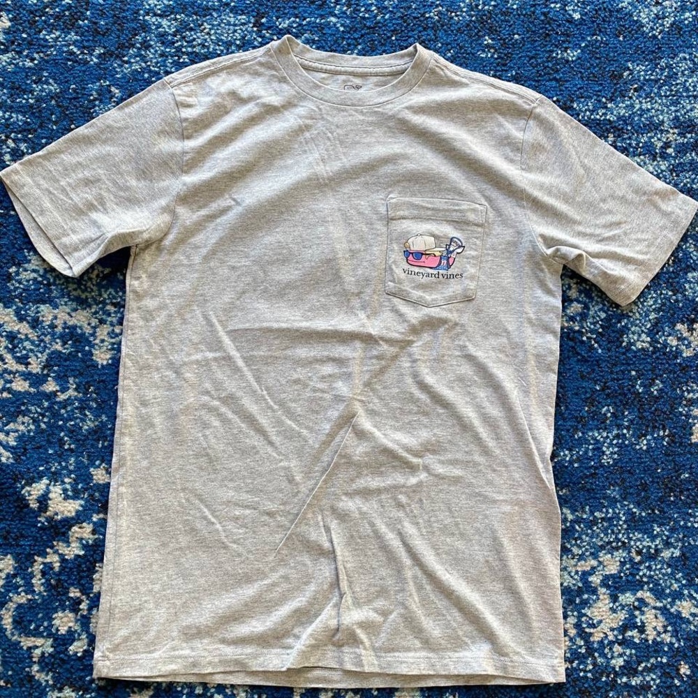 Vineyard Vines Mens Gray LAX BRO Whale Pocket T-Shirt NEW